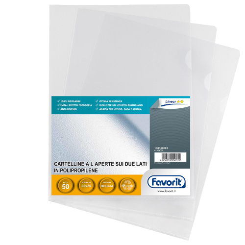 FAVORIT PRATIC 78 BUSTE A L IN PP CM 22X30 A4 BUCCIA D'ARANCIO TRASPARENTE CONF 50 Pz.